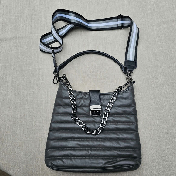 Royln Luxe New York Grey Quilted Crossbody Bag with 3 Strap Options - Picture 5 of 12